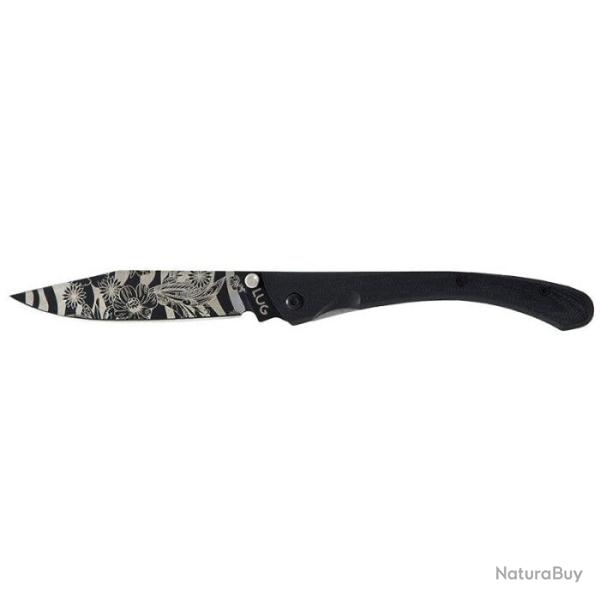 Couteau Lug C63 - Lame 80mm - Noir / Fleurs Nature
