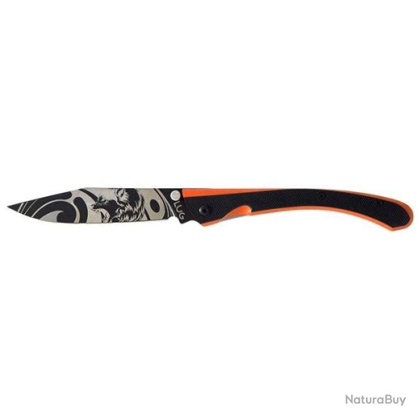 Couteau Lug C63 - Lame 80mm - Noir / Orange / Loup