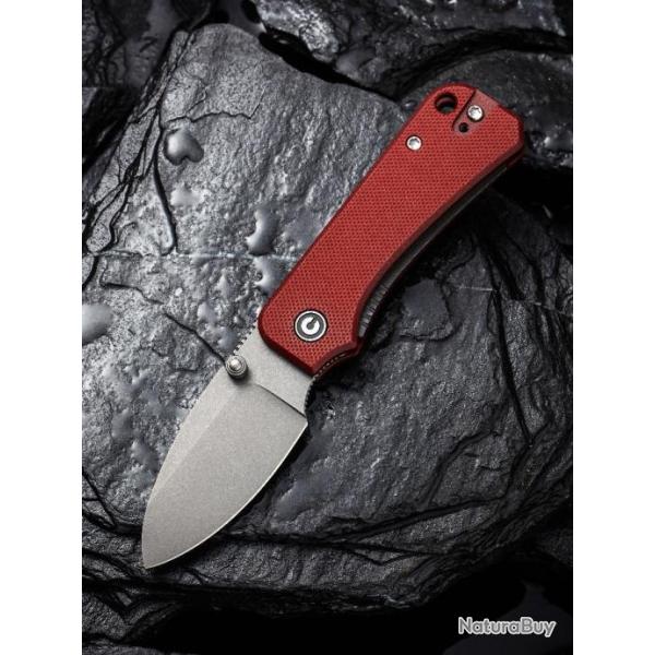 Couteau CIVIVI Baby Banter Burgundy Lame Nitro-V Manche G10 IKBS Linerlock Clip CIVC19068S6