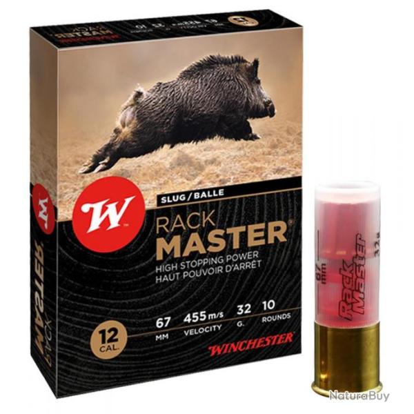 Cartouches Balles SLUGS Wincheseter  Cal.12/67 *32 Grains  boite de 10 pour gros gibier