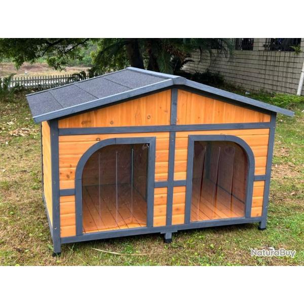 Niche double XL niche chien double niche double niche en bois niche ext�rieur cielterre-commerce