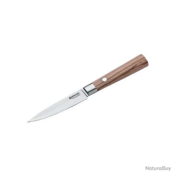 Couteau Boker Cuisine Damas Petty - Lame 100mm Plywood Noir - Bois d'Olivier