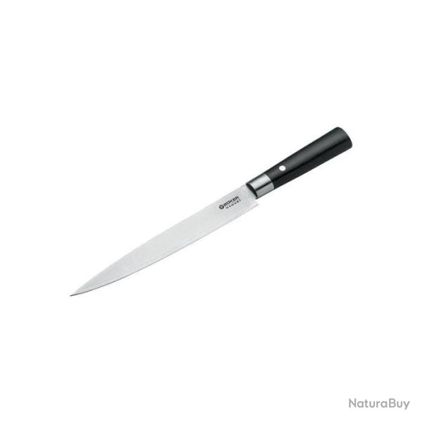 Couteau Boker Cuisine Damas Sujihiki - Lame 229mm Bois d'Olivier - Plywood Noir