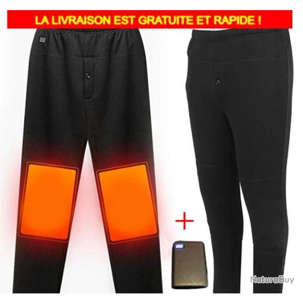 Pantalon chauffant noir imperm�able + Powerbank 10000 mAh - Livraison gratuite et rapide