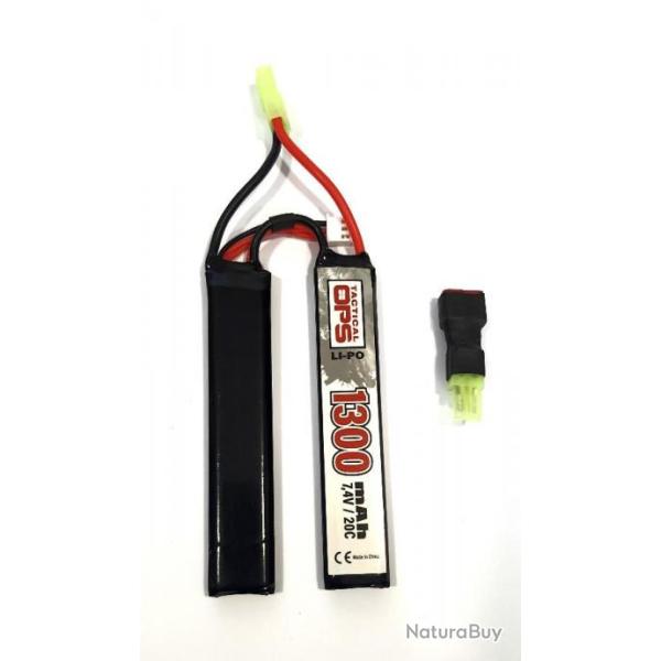 BATTERIE LI-PO 7.4V 1300mAh 2*751890P twin TACTICAL OPS