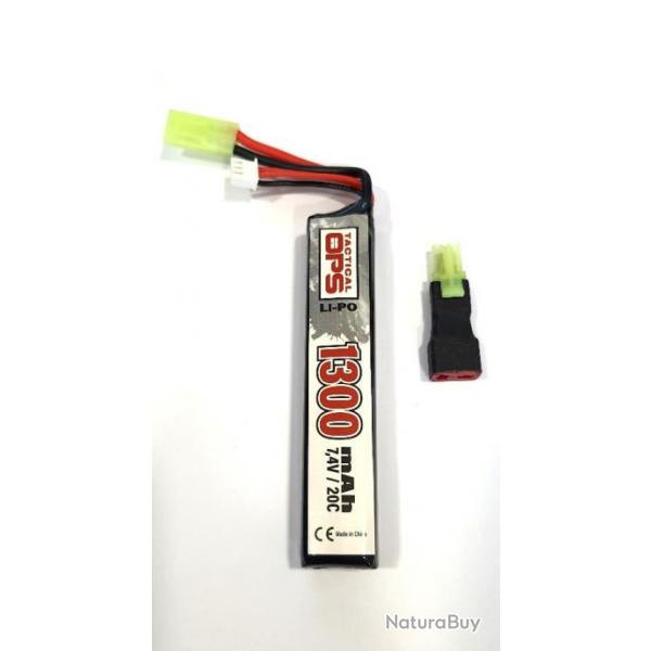 BATTERIE LI-PO 7.4V 1300mAh 2*7520100P stick TACTICAL OPS