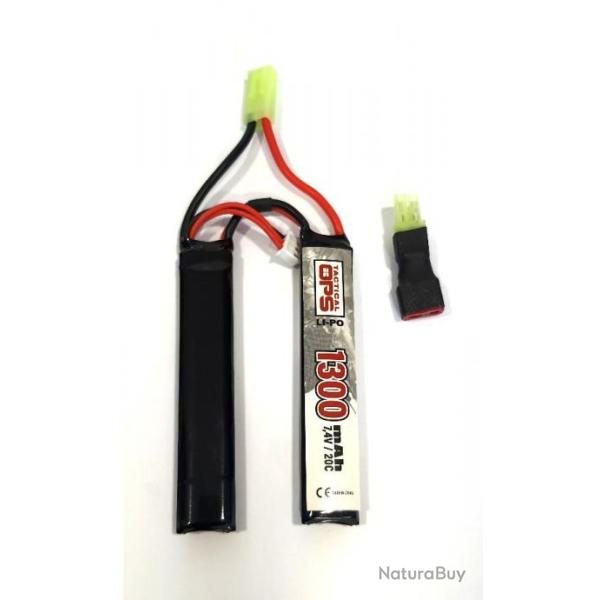 BATTERIE LI-PO 7.4V 1300mAh 2*7520100P twin TACTICAL OPS