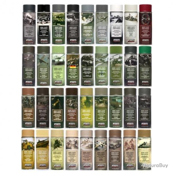 Lot A de 6 Bombes de peintures militaires qualit� pro FOSCO de 400 ml 40 coloris au choix
