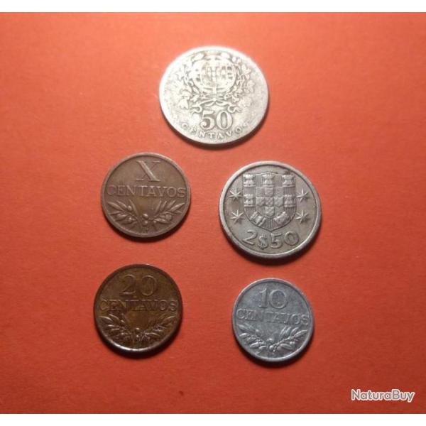 Lot 5 pi�ces du Portugal (1928 � 1974)
