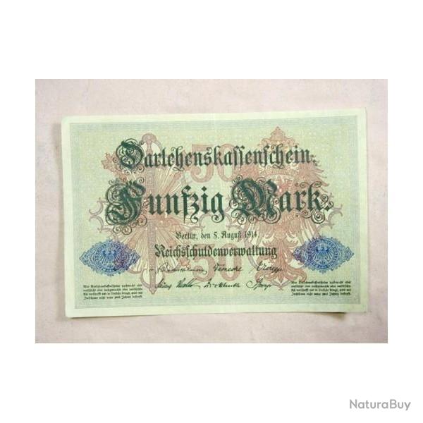 Beau billet de 50 Mark 1914 original Rf bo 15