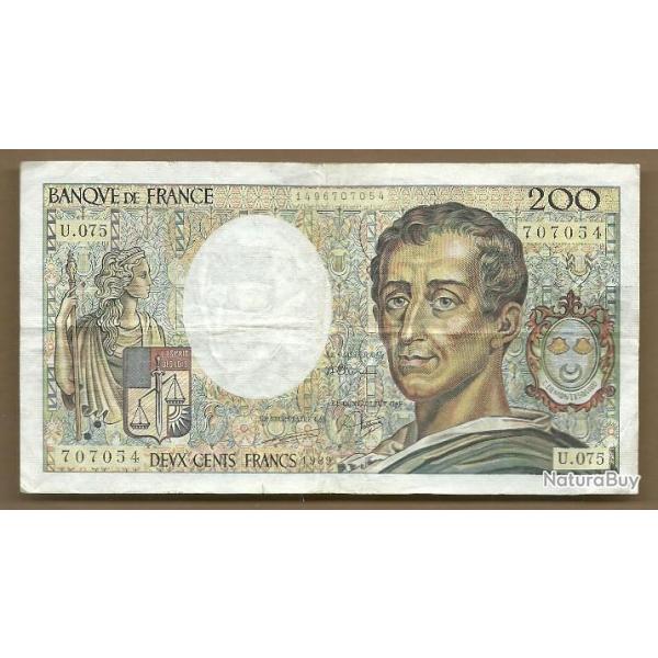 FRANCE = UN BILLET DE 200 FRANCS DE 1989