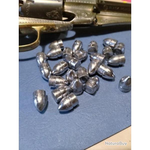 100 balles ogivales calibre 44 pour revolver � poudre noire.