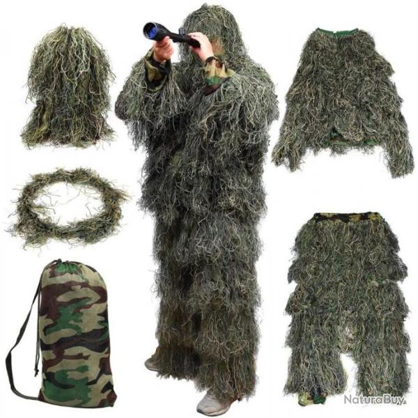Vtements de Camouflage Tenue Camoufle Chasse Jeu de Guerre Fort Tactique 5 pices Airsoft Chasse