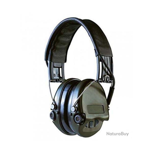 Casque anti-bruit Supr�me Pro-X serre-t�te cuir vert olive coussinets mousse