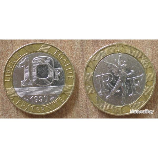 France 10 Francs 1990 Piece Bi Metallique Ange De La Bastille Franc