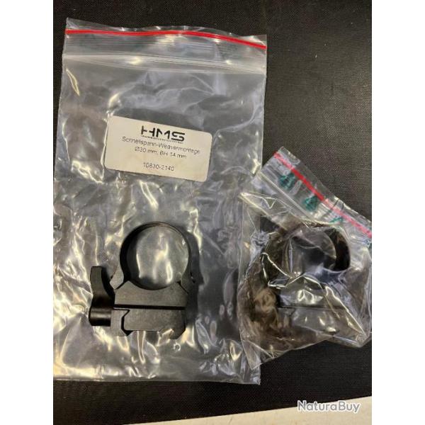 2 Colliers HMS Acier d�montage rapide Diam 30mm  BH9 � levier