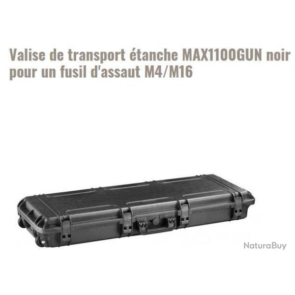 Valise de transport �tanche MAX1100GUN noir pour un fusil d'assaut M4/M16