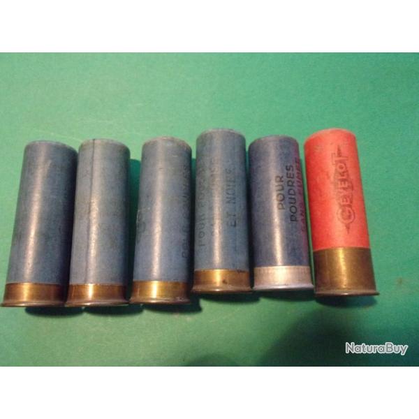 Petit lot de 6 cartouches anciennes en carton en cal: 12