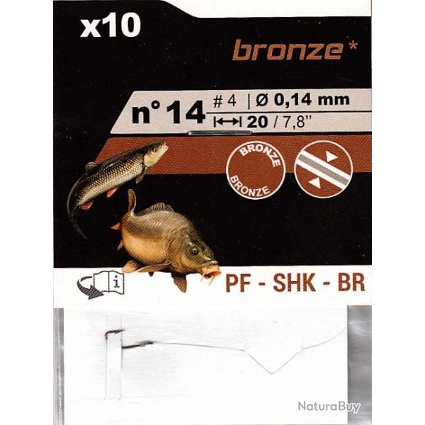 10 Hame�ons mont�s bronz�s n� 14 / fil � 0.14 mm