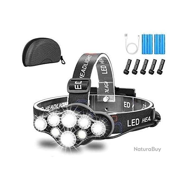 Lampe frontale LED 18000 lm rechargeable �tanche - Eclairage 800m - Livraison gratuite et rapide