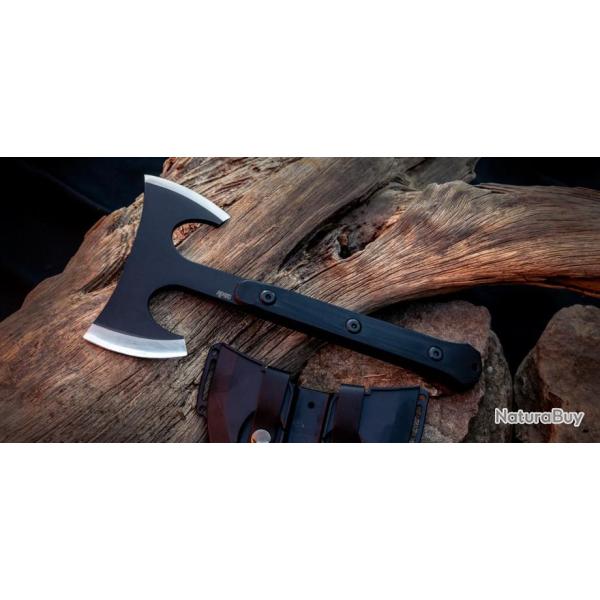 Hache Tomahawk APOC Survival Double Mukk Hatchet Lame Acier 9260 Manche G10 Etui Kydex DRK35560