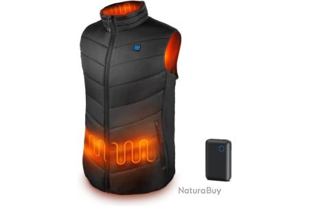 Gilet Chauffant Femme Veste Chauffante Doudoune Homme Cadeau Hiver Électrique Noir USB Coupe