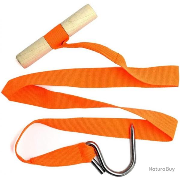 Sangle d'Aide Pour Gibier Pour la chasse Orange R�sistante Avec crochet en Acier Inoxydable