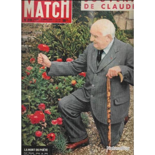 paris match 310 souvenir de claudel, aga khan, mend�s france , princesse margaret , gangster harlem
