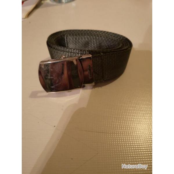 Ceinture toile olive pour pantalon boucle argent longueur sur mesure maxi 1,5M