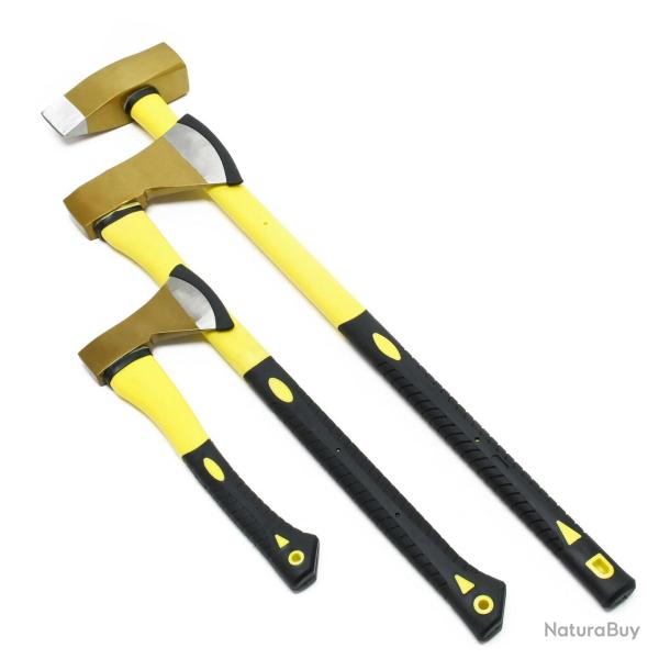 Lot de 3 haches compos� d'une hache � fendre et d'un marteau � fendre jaune et noir 16_0002715