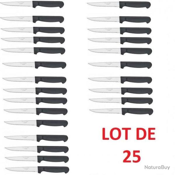 LOT DE 25 Couteaux a STEAK micro dent� ne s'aiguise pas ref 3043 ***