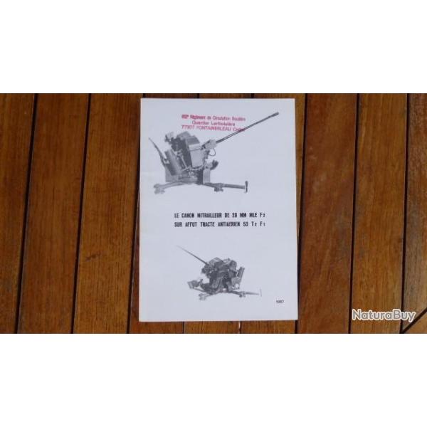REGLEMENT LE CANON MITRAILLEUR DE 20 MM MODELE F2 1987