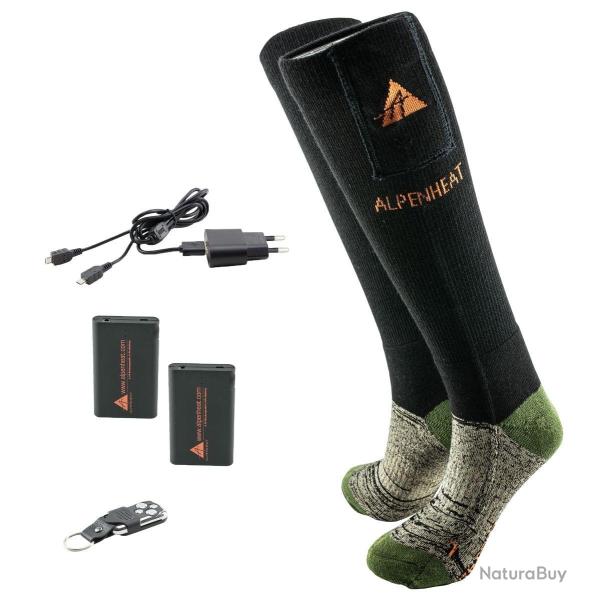 ALPENHEAT chaussettes chauffante laine kit tl-commande XL