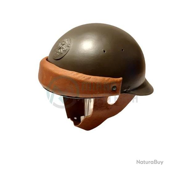 Casque M35 Arm�e Fran�aise pilote automitrailleuse REPRO R�plique Polyester et cuir MLE35