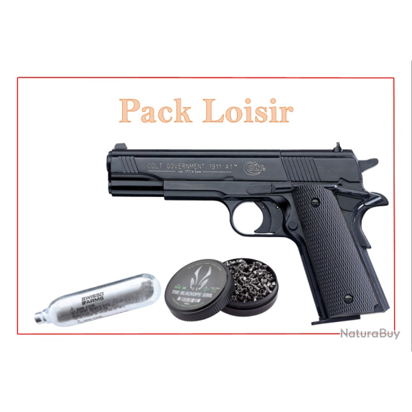 Pack Pist. CO2 GOVERNMENT 1911 A1 + 500 plombs + 5 capsules CO2