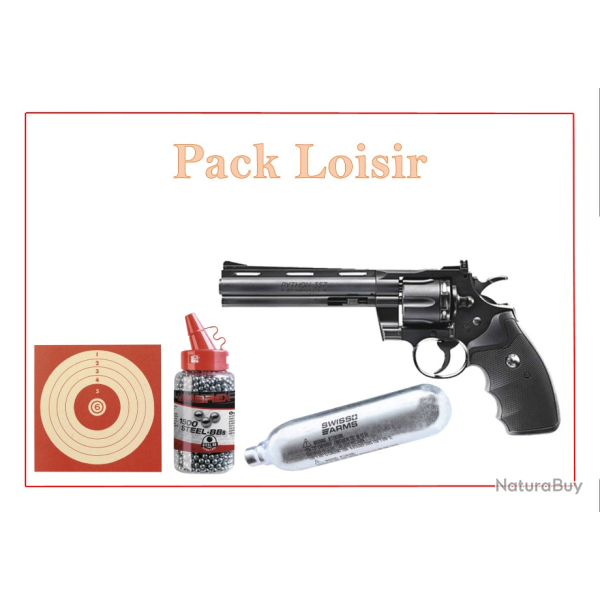Pack Revolver CO2 PYTHON CANON 6 + cibles + Plombs Ronds + capsule CO2