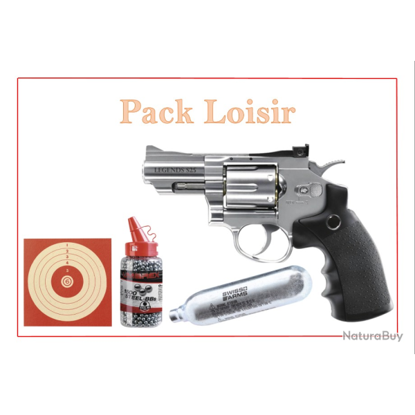 Pack Revolver  CO2 S25 LEGENDS + cibles + billes acier + capsule CO2