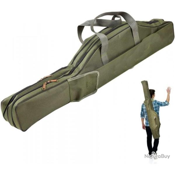 TOP ENCHERE - Sac de transport de cannes � p�che 130cm vert � 2 compartiments - Livraison rapide