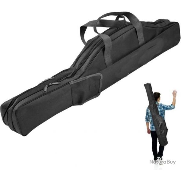 Sac de transport de cannes � p�che 130cm noir � 2 compartiments - Livraison rapide et gratuite