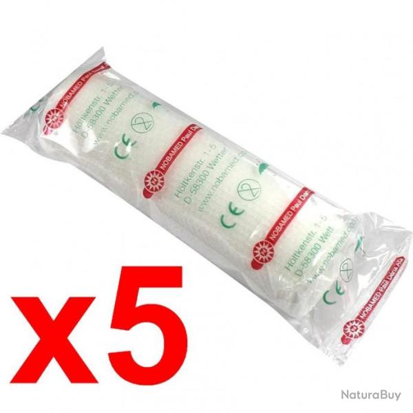 Lot de 5 Bandes �lastiques Coh�sives 10 cm x 4 m - Maintien et Contention - Emballage Individuel