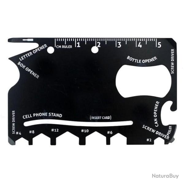 Carte Multifonction 19 en 1 Ultra-R�sistante - Ouvre-Boite, Tournevis, Cl�s Hexagonales, R�gle...