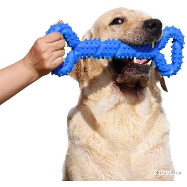 TOP ENCHERE - Jouet � m�cher 33 cm pour chien - Os en caoutchouc bleu - Livraison rapide et gratuite