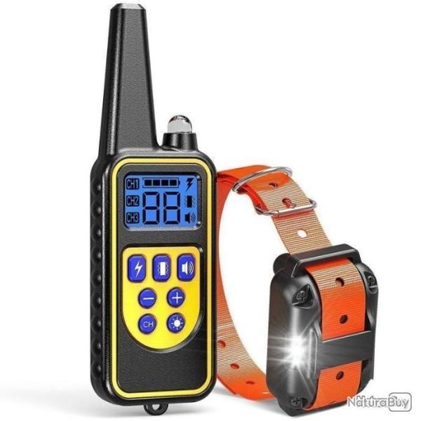 Collier de dressage pour chiens - Orange - 800m - Etanche -