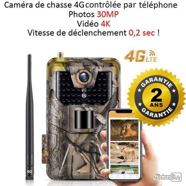 Cam�ra de chasse 4G LTE 30MP 4K IP66 + Carte m�moire 16Go - LIVRAISON GRATUITE ET RAPIDE