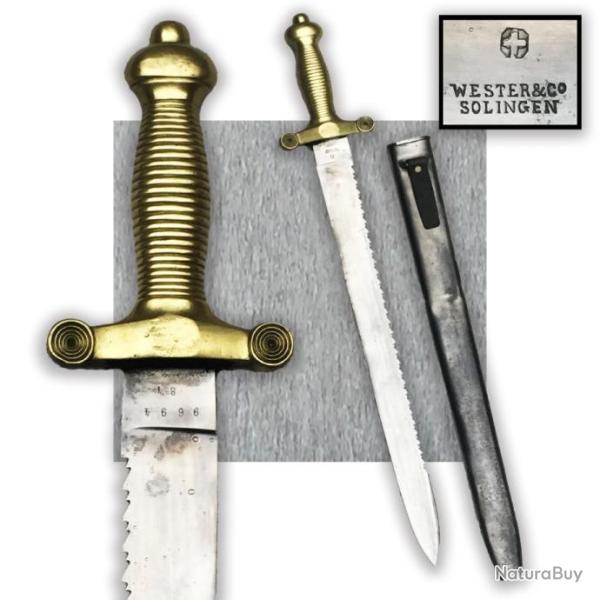 RARISSIME & MASSIF GLAIVE SUISSE MOD. 1842, EXP�RIMENTAL, FOURREAU EN ACIER, WAFFENFABRIK, ORIGINAL