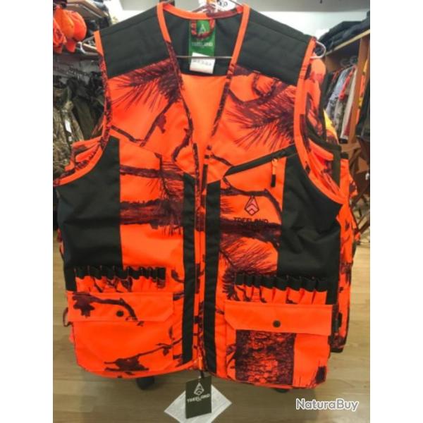 GILET CAMOUFLAGE ORANGE TREELAND T254 - Taille S
