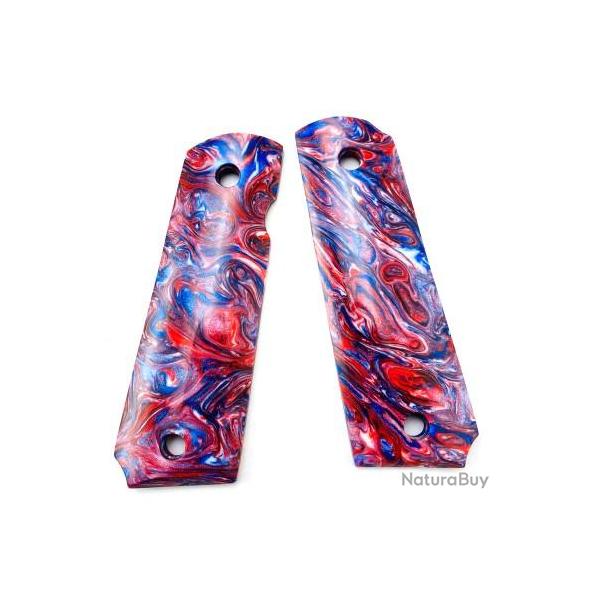 PLAQUETTE G10 BLEU ROUGE  COLT 1911