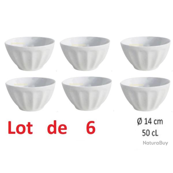 Lot de 6 BOL CANNELE BLANC 50 CL GRES bol petit d�jeuner 50 cl
