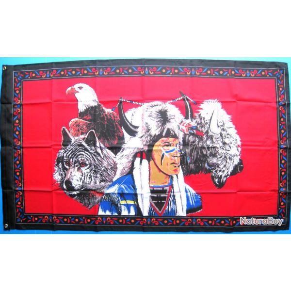 DRAPEAU USA/INDIEN/LOUP/AIGLE - Ref001