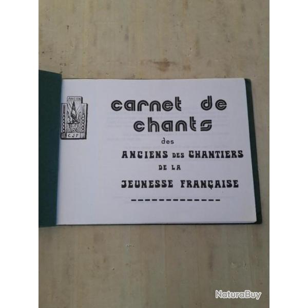Carnet de chants des anciens des chantiers de la jeunesse fran�aise